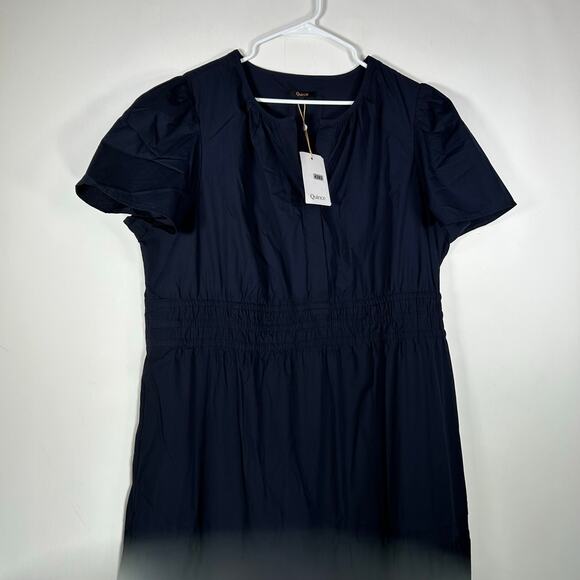 New Quince Women's Navy Blue Tiered Maxi Dress 2X Plus Organic Cotton Poplin - Picture 7 of 11